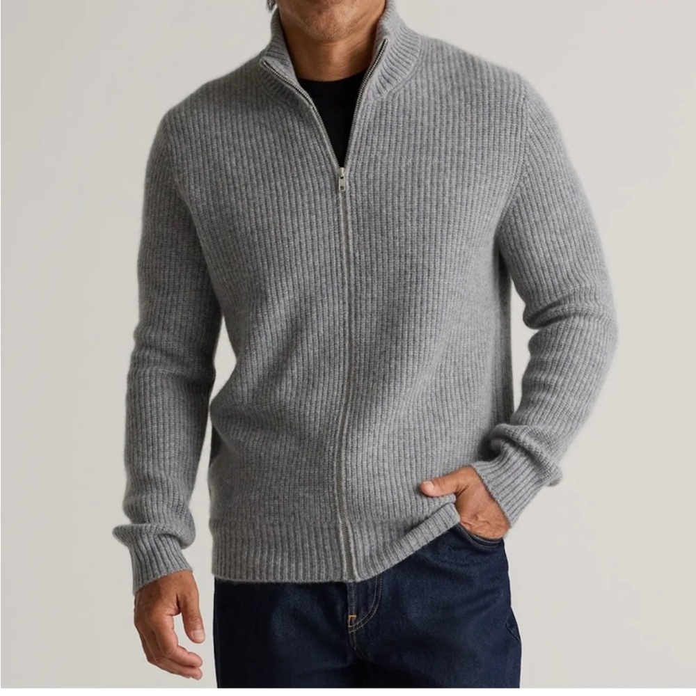 Quince Gray Zip-Up Sweater